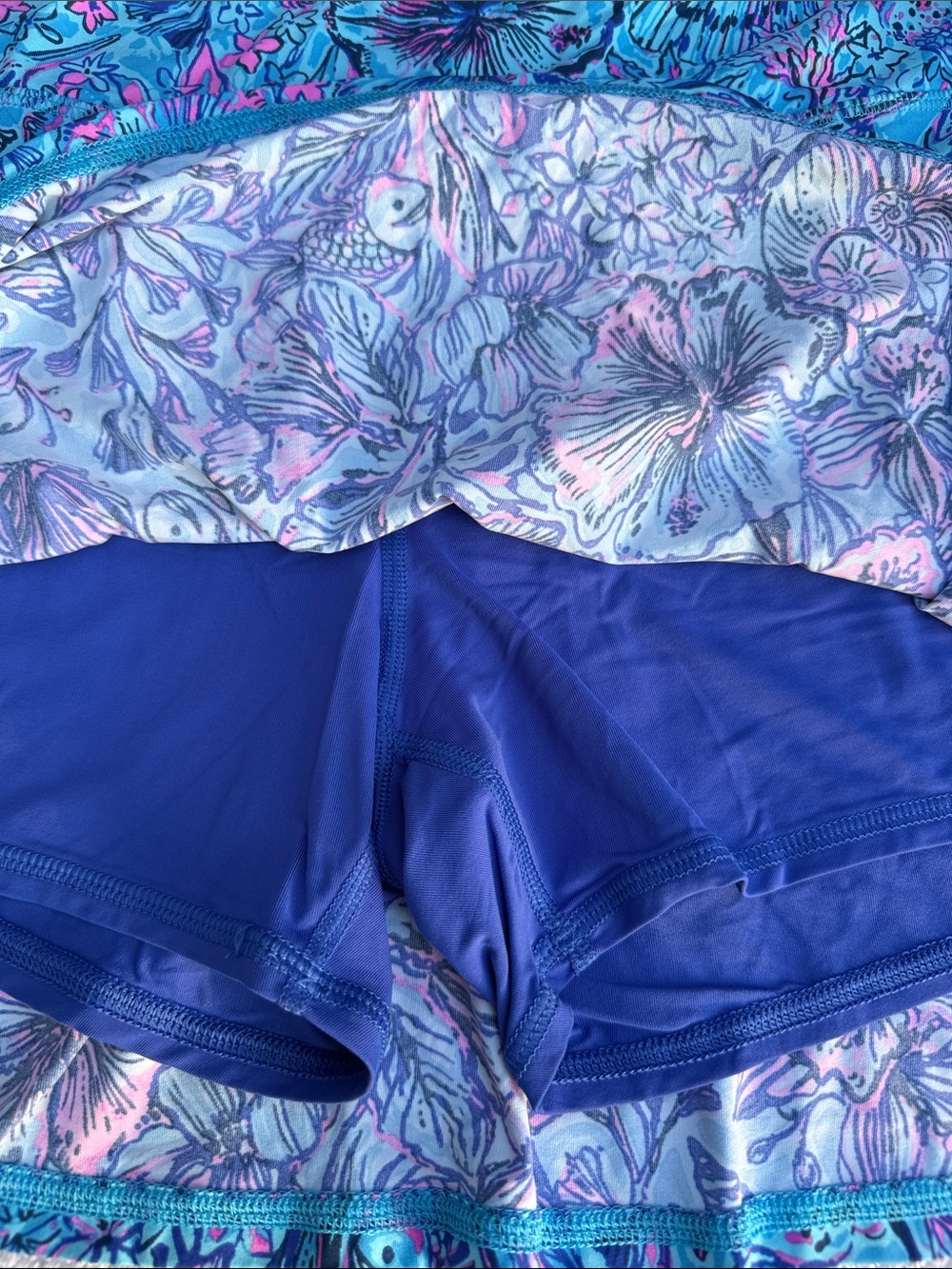 Lilly Pulitzer Luxletic Skort XL Blue Pink Tropical Floral Built-In Shorts - Picture 2 of 5